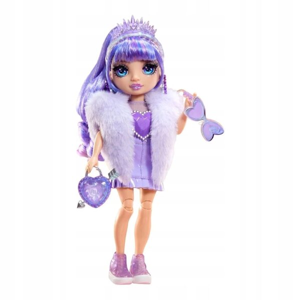 Bambola Arcobaleno Alta Viola con Accessori Cristallo - Bambola Creativa 8 cm
