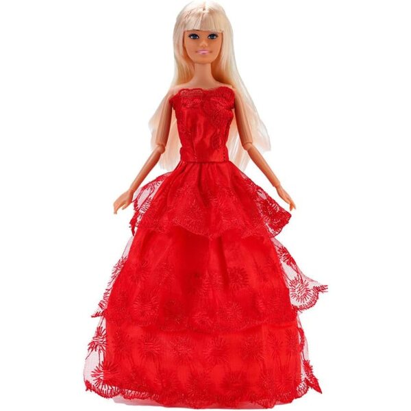 Abito da Sera Rosso in Pizzo per Bambola 11 Pollici BJD Scala 1/6 Accessorio Costume