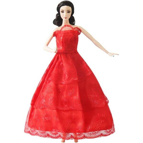 Abito da Sera Rosso in Pizzo per Bambola 11 Pollici BJD Scala 1/6 Accessorio Costume
