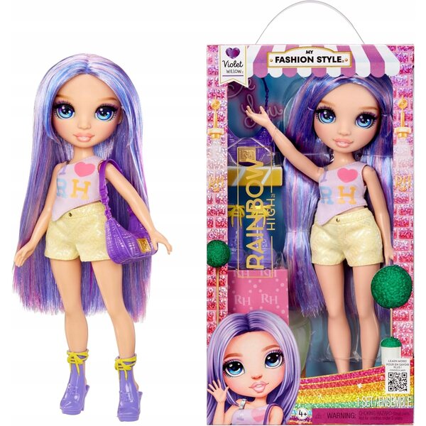 Rainbow High My Fashion Style Doll Violet 28 cm - Модна кукла във цвят на фуксия и дъга