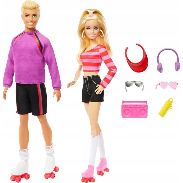 Set Barbie e Ken su Pattini con Accessori - Lacci, Occhiali e Boombox