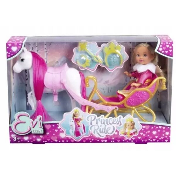 Prinzessin Evi mit Schlittenfahrt – 12 cm große farbige Prinzessinnenpuppe