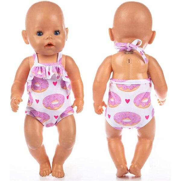 Costume da bagno intero con stampa ciambelle per bambola American Doll 46 cm