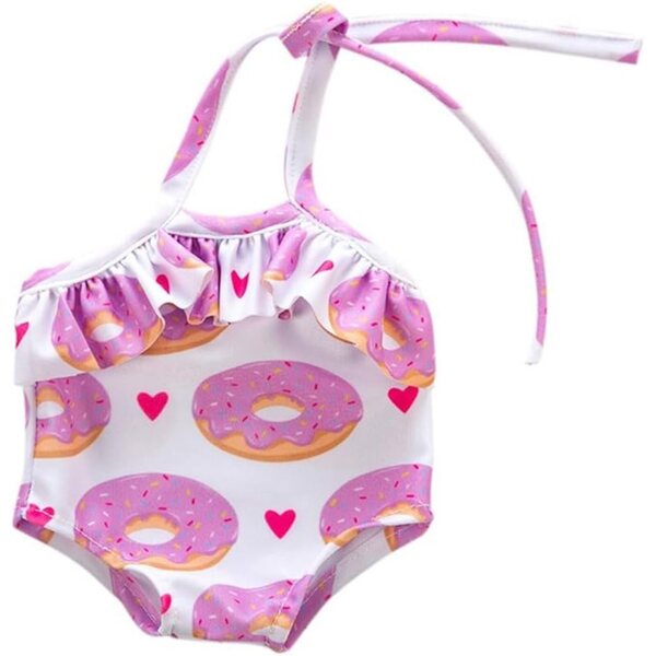 Costume da bagno intero con stampa ciambelle per bambola American Doll 46 cm