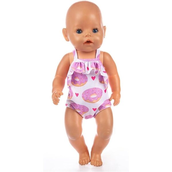 Costume da bagno intero con stampa ciambelle per bambola American Doll 46 cm