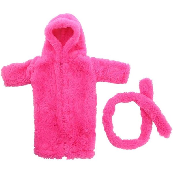 Accappatoio per Bambola da 46 cm in Peluche con Cintura - Accessorio Casual Rosso Rosa
