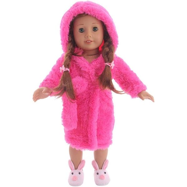 Accappatoio per Bambola da 46 cm in Peluche con Cintura - Accessorio Casual Rosso Rosa