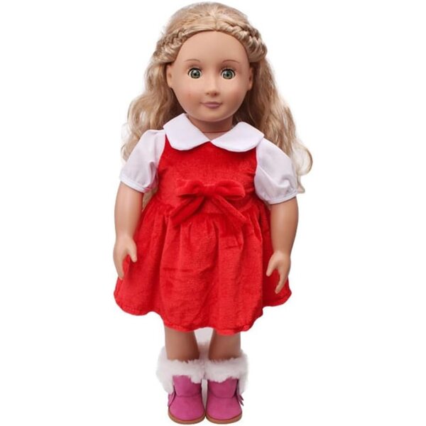 Abito Rosso per Bambola 18 Pollici 46 cm - Vestito Casual Sicuro e Facile da Indossare