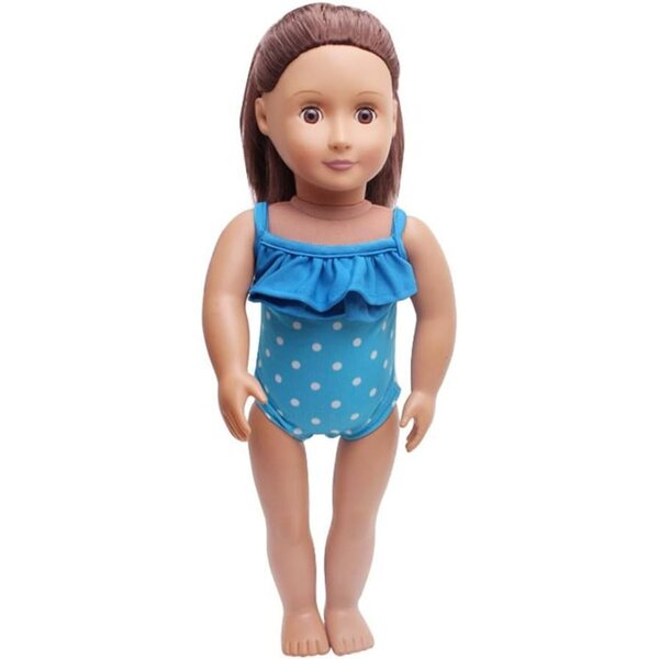 Costume da Bagno a Pois Blu per Bambola 46 cm - Body Casual Uteruik