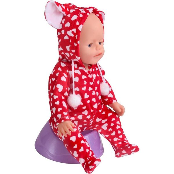Kapuzenoverall für 46-cm-Puppen – Herzdruck, Uteruik-Kostümzubehör