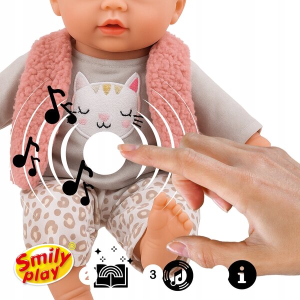 Die 32 cm große interaktive Puppe spricht und singt auf Polnisch und Englisch. Smily Play