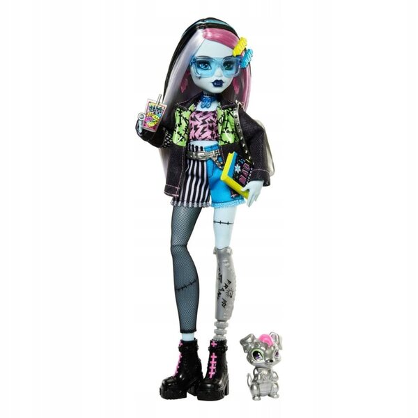 Monster High Frankie Stein: bambola 29 cm con accessori e cagnolino