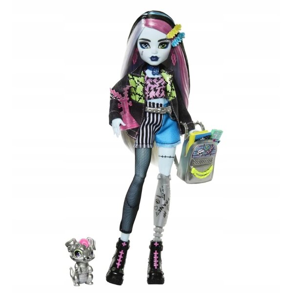 Monster High Frankie Stein: bambola 29 cm con accessori e cagnolino