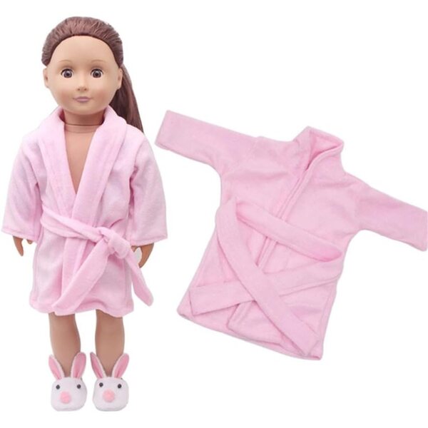Accappatoio per Bambola 46 cm con Cintura Pigiama Rosa Abbigliamento Casual