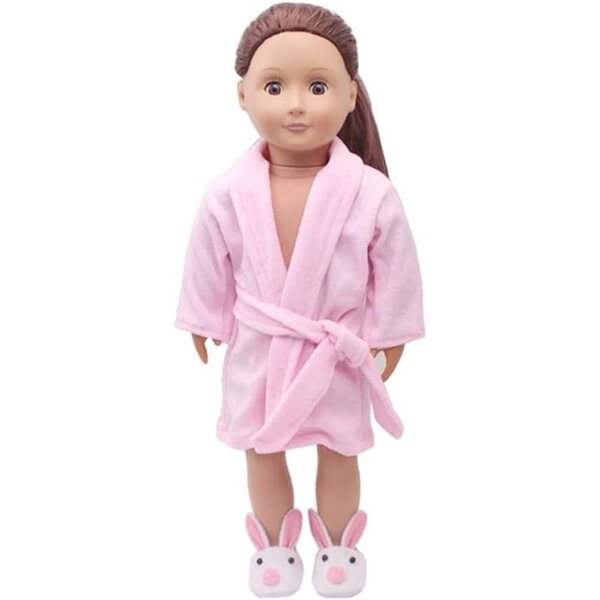 Accappatoio per Bambola 46 cm con Cintura Pigiama Rosa Abbigliamento Casual