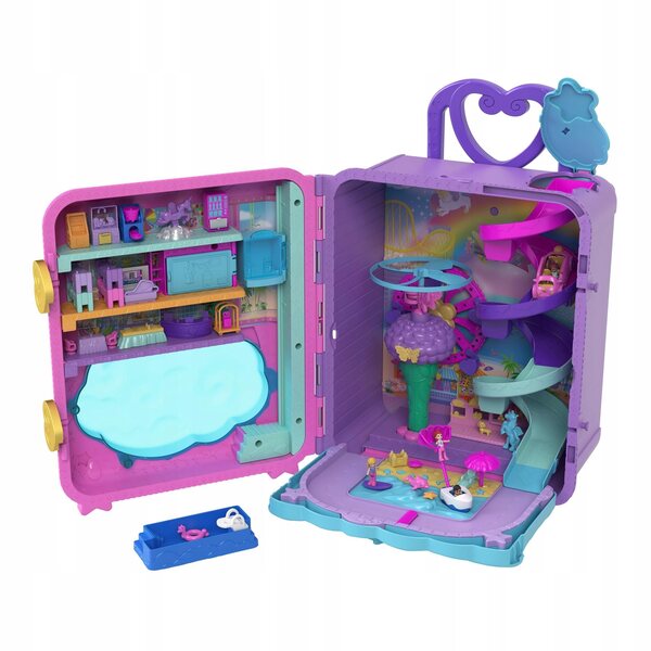 Mattel Polly Pocket Wakacyjny kurort – Walizka-Set mit 4 Puppen und Zubehör