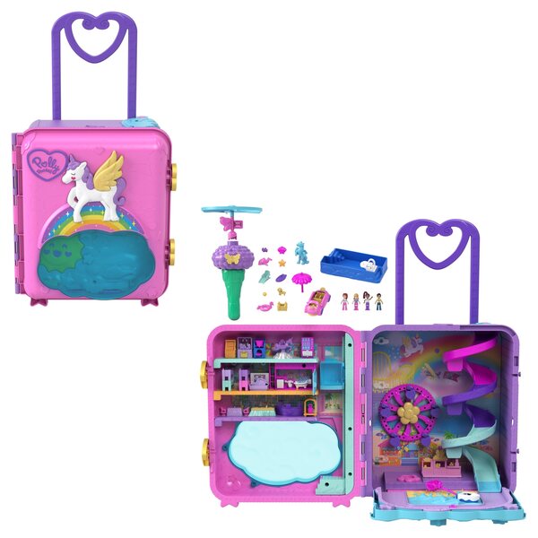 Mattel Polly Pocket Wakacyjny kurort - Set walizka con 4 bambole e accessori