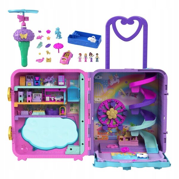 Mattel Polly Pocket Wakacyjny kurort - Set walizka con 4 bambole e accessori