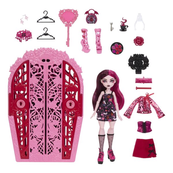Lalika Monster High Draculaura mit rosa Garderobe und Soundeffekten für Kinder