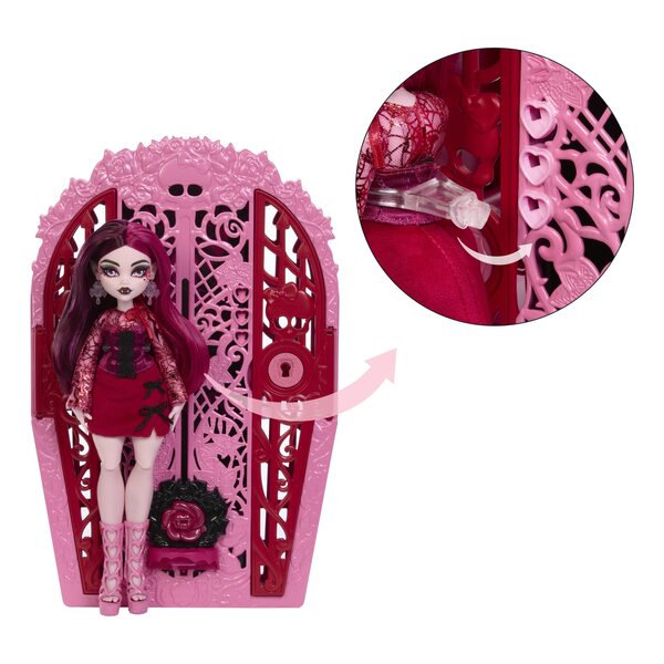 Lalika Monster High Draculaura mit rosa Garderobe und Soundeffekten für Kinder