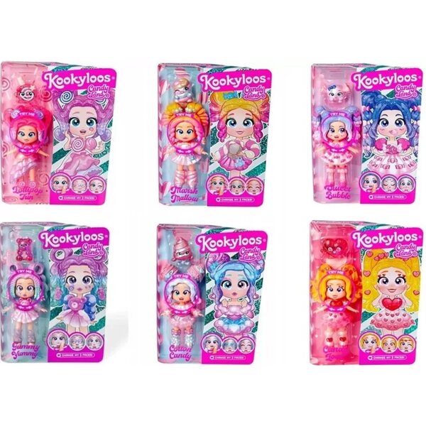 Mini bambola Kookyloos Candy Land 17 cm con 6 modelli e accessori
