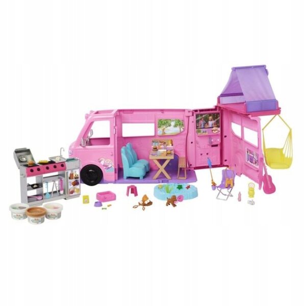 Barbie DreamCamper Karavan mit Zelt und Zubehör zum Spielen im Freien