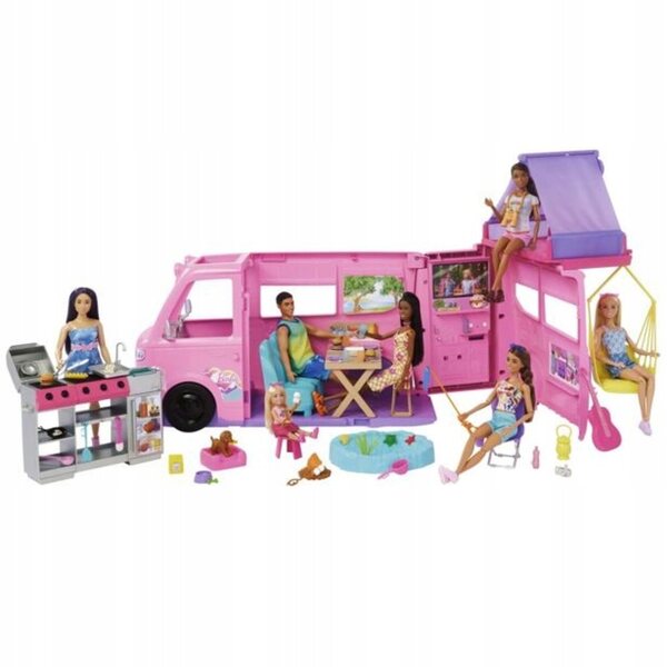Barbie DreamCamper Karavan mit Zelt und Zubehör zum Spielen im Freien