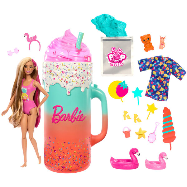 Barbie Pop Reveal Set mit Duftpuppe und farbenfrohen Accessoires für Kinder ab 3 Jahren