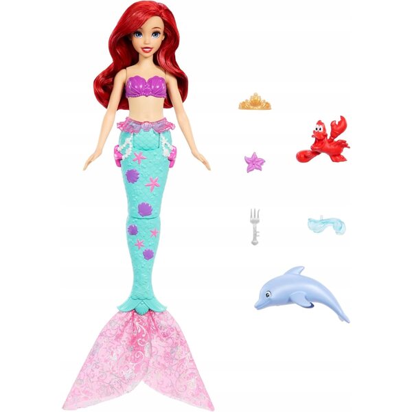 Mattel Sirena Ariel bambola 29 cm con figura Sebastian per bambini 3+