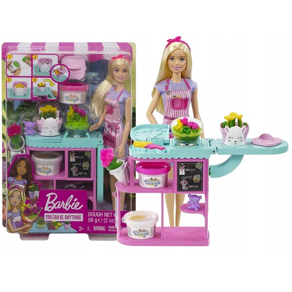 Barbie Zestaw Kwiaciarnia Lalka z ciastoliną DIY Akcesoria GTN58 od Mattel