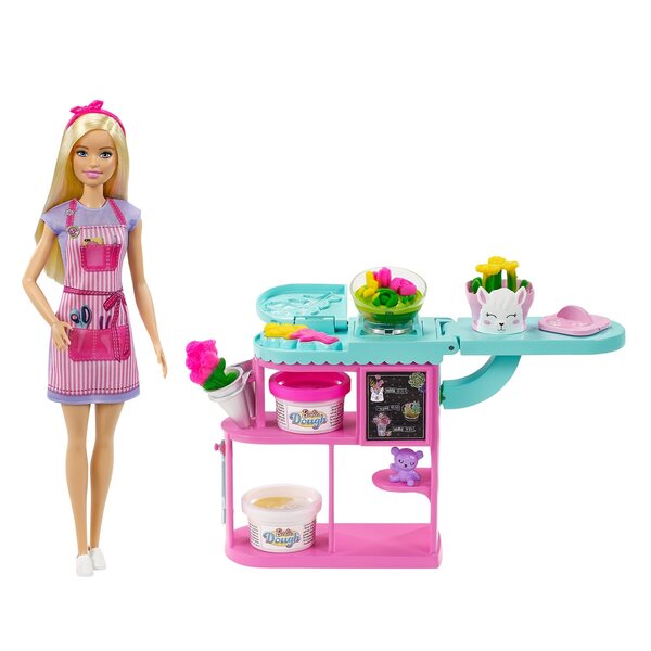 Barbie Zestaw Kwiaciarnia Lalka z ciastoliną DIY Akcesoria GTN58 od Mattel