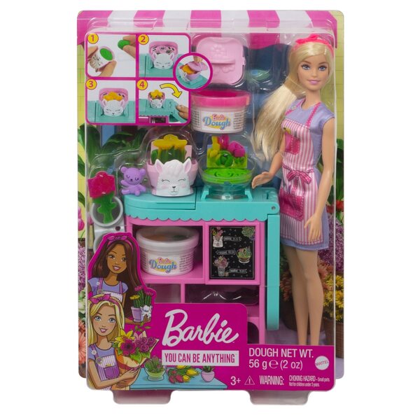 Barbie Zestaw Kwiaciarnia Lalka z ciastoliną DIY Akcesoria GTN58 od Mattel