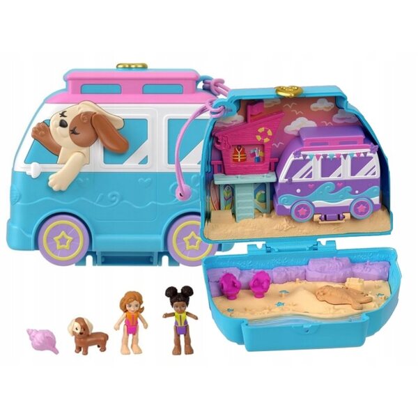 Polly Pocket Strandwelpen-Set mit Minipuppen und Zubehör