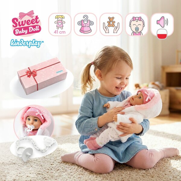 Baby Doll 41 cm Interattiva con suoni e morbidi vestiti Kinderplay