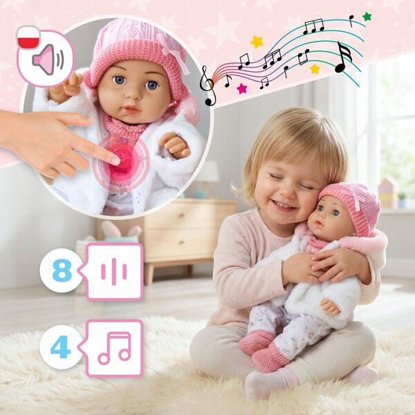 Baby Doll 41 cm Interattiva con suoni e morbidi vestiti Kinderplay