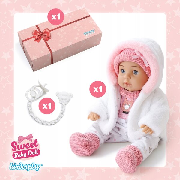 Baby Doll 41 cm Interattiva con suoni e morbidi vestiti Kinderplay