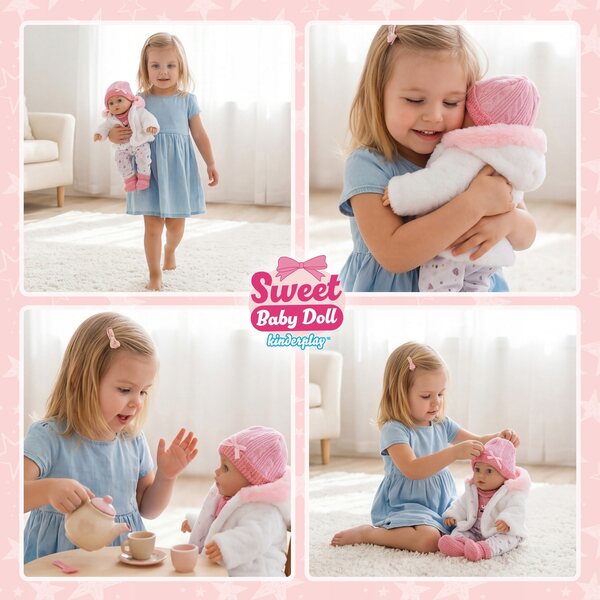 Baby Doll 41 cm Interattiva con suoni e morbidi vestiti Kinderplay