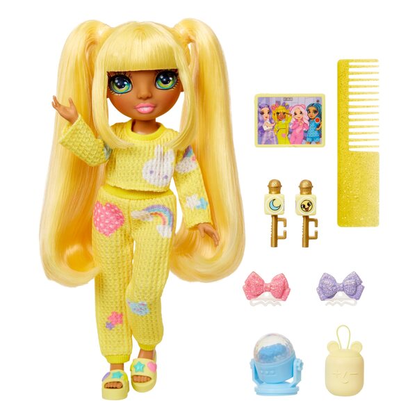 Bambola Rainbow High Junior SUNNY MADISON PJ Party con pigiama e accessori musicali