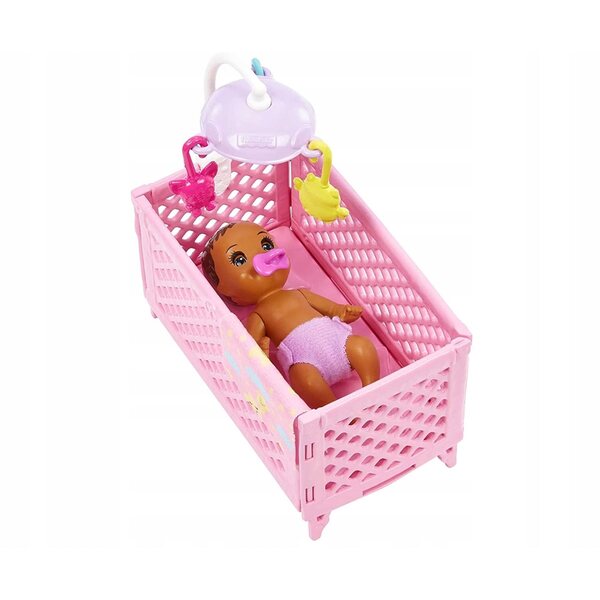 LALKA BARBIE SKIPPER USYPIANIE MALUSZKA zestaw z bobasem, łóżeczkiem