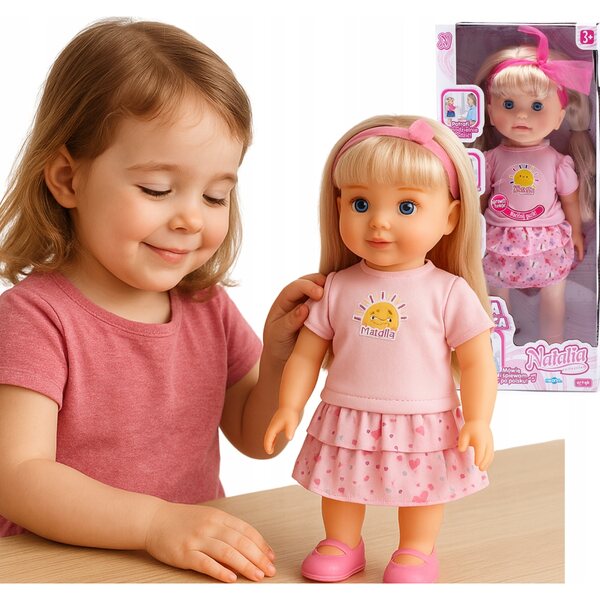 Bambola interattiva Natalia che cammina e canta 40 cm rosa per bambine