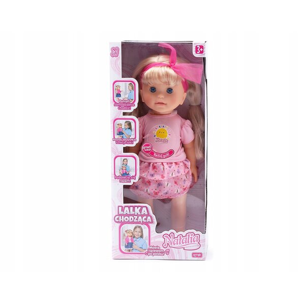 Bambola interattiva Natalia che cammina e canta 40 cm rosa per bambine