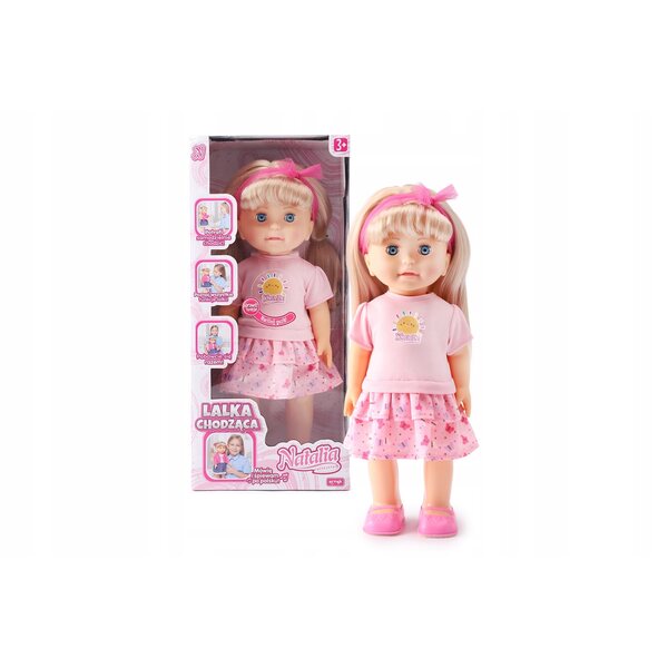 Bambola interattiva Natalia che cammina e canta 40 cm rosa per bambine