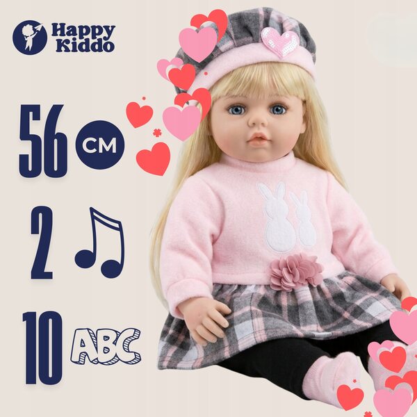Baby Doll Interattiva 56cm Happy Kiddo con Suoni e Due Lingue Italiano-Polacco
