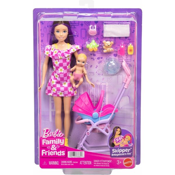 Barbie Skipper Babysitter mit Kinderwagen und Babypuppe – Spiel für Kinder ab 3 Jahren