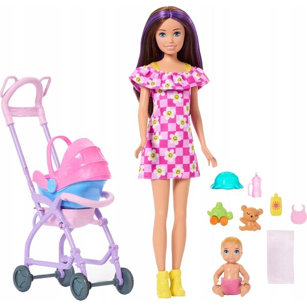 Barbie Skipper Babysitter mit Kinderwagen und Babypuppe – Spiel für Kinder ab 3 Jahren