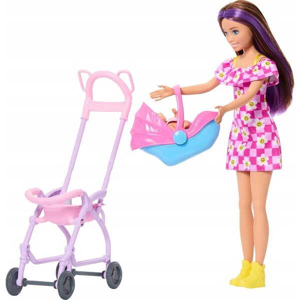 Barbie Skipper Babysitter mit Kinderwagen und Babypuppe – Spiel für Kinder ab 3 Jahren