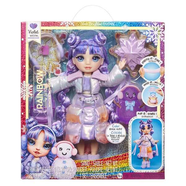 Rainbow High Winter Wonderland Violet Willow bambola 28 cm con accessori invernali