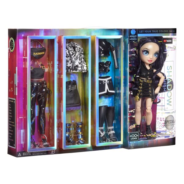 Doll Rainbow High SH Trunk Show Ainsley con vestiti moda assortiti e movimenti articolati