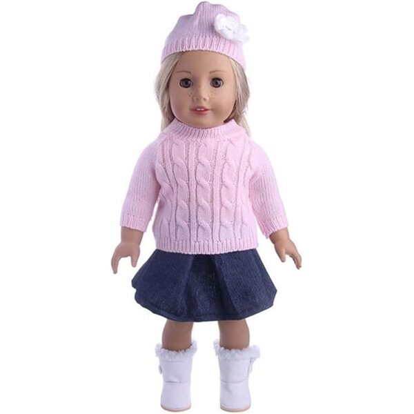 46-cm-Puppenkleidung – Lässiges Outfit mit Pullover, Rock und Mütze