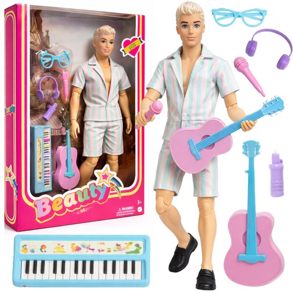 Ken Blondino Gitarrist 30 cm mit beweglichen Gelenken und Musikzubehör